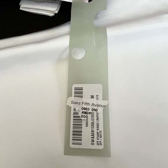 Off-White Black Logo Stamp-Print Ribbed Crop Tee - Picture 8 of 8